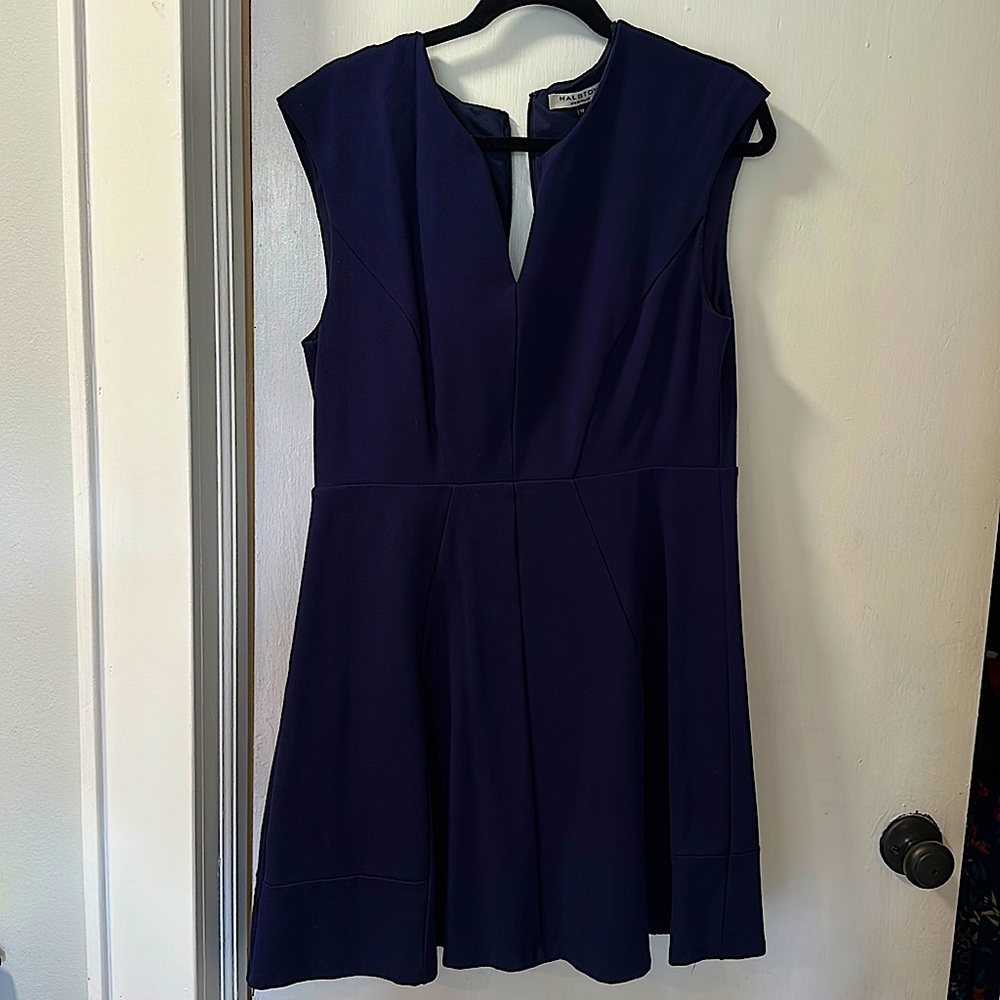 Halston Heritage Navy Blue Fit and Flare Dress Size 12